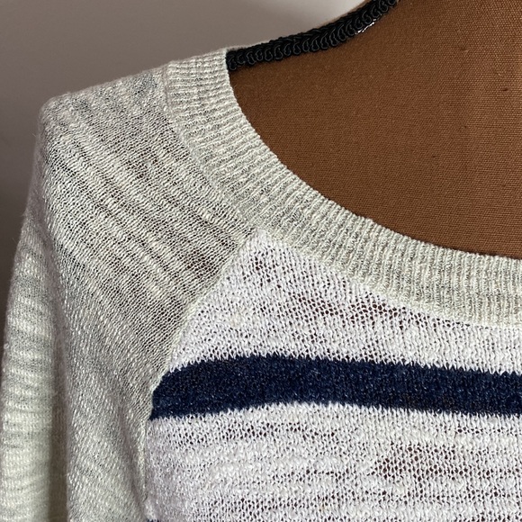 J Crew factory linen blend striped elbow length light sweater size S - Picture 6 of 12